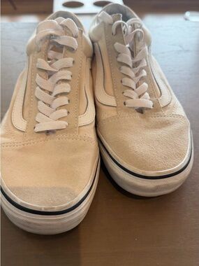 Vans Suede Low-Top Sneakers in Beige and White - worn once